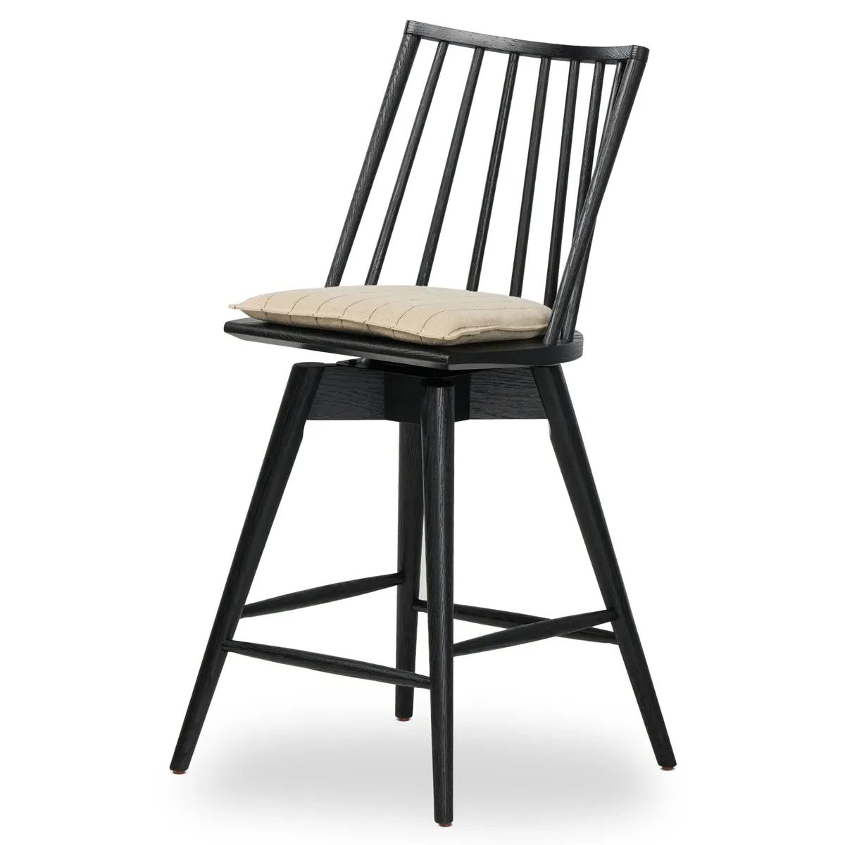 Lara Swivel Windsor Counter Stool - Black, Oak