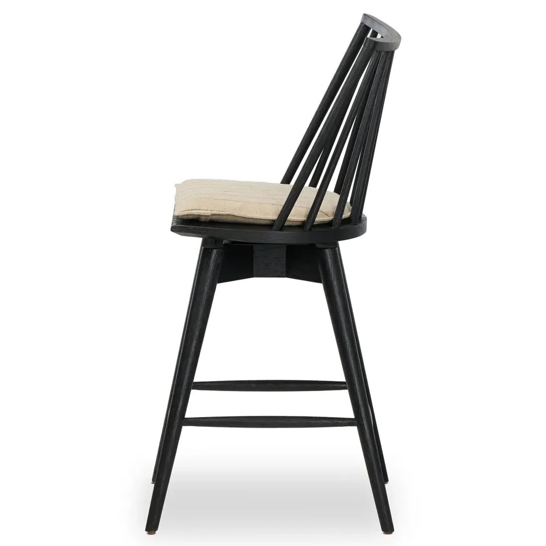 Lara Swivel Windsor Counter Stool - Black, Oak