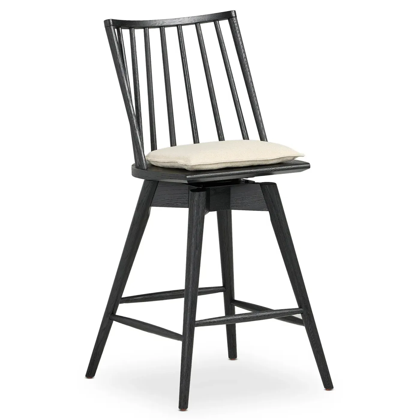 Lara Swivel Windsor Counter Stool - Black, Oak