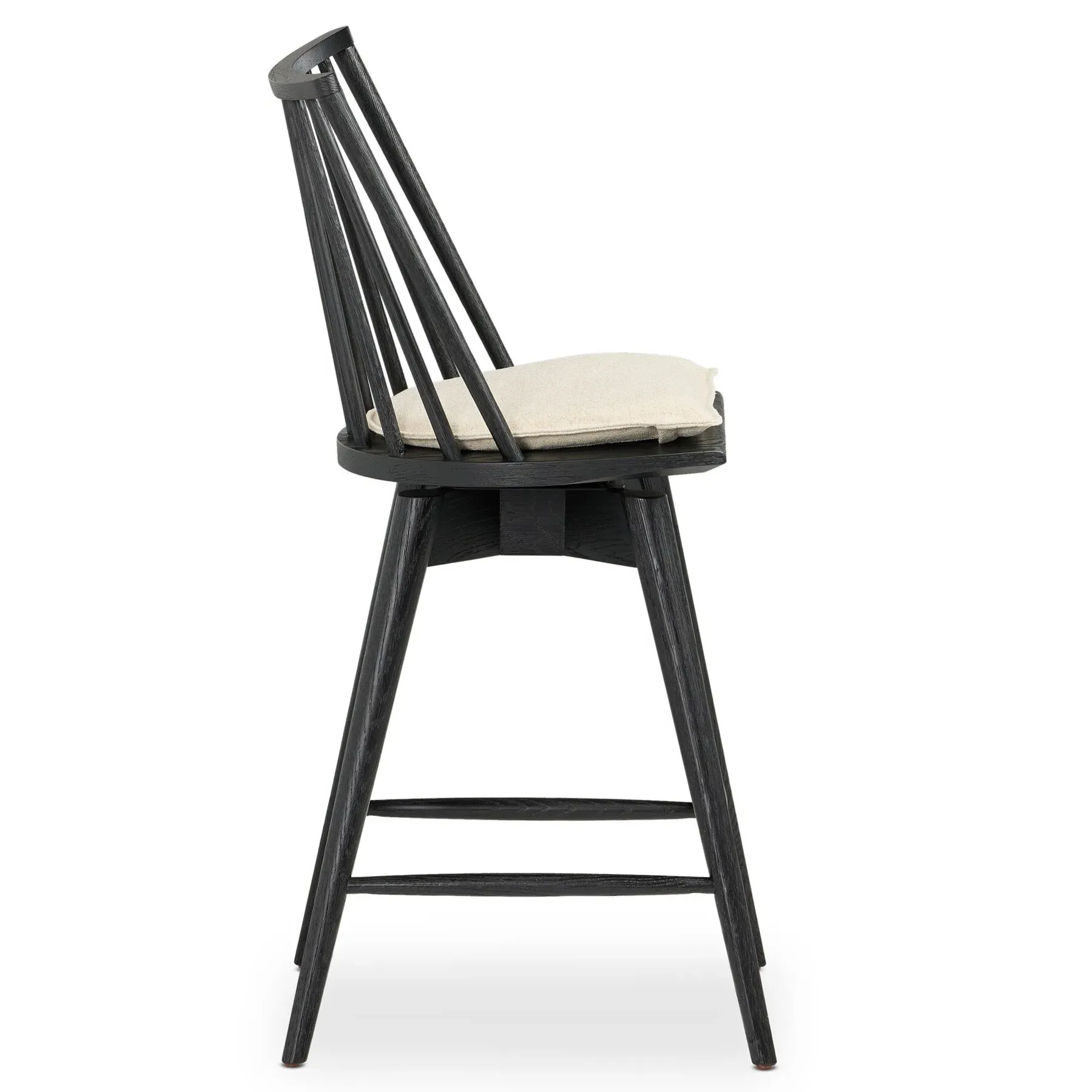 Lara Swivel Windsor Counter Stool - Black, Oak