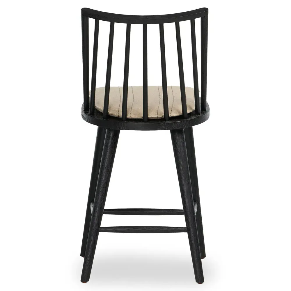 Lara Windsor Counter Stool - Black, Beige Striped