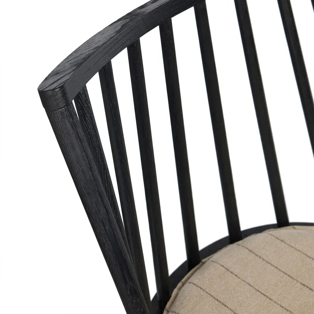 Lara Windsor Counter Stool - Black, Beige Striped