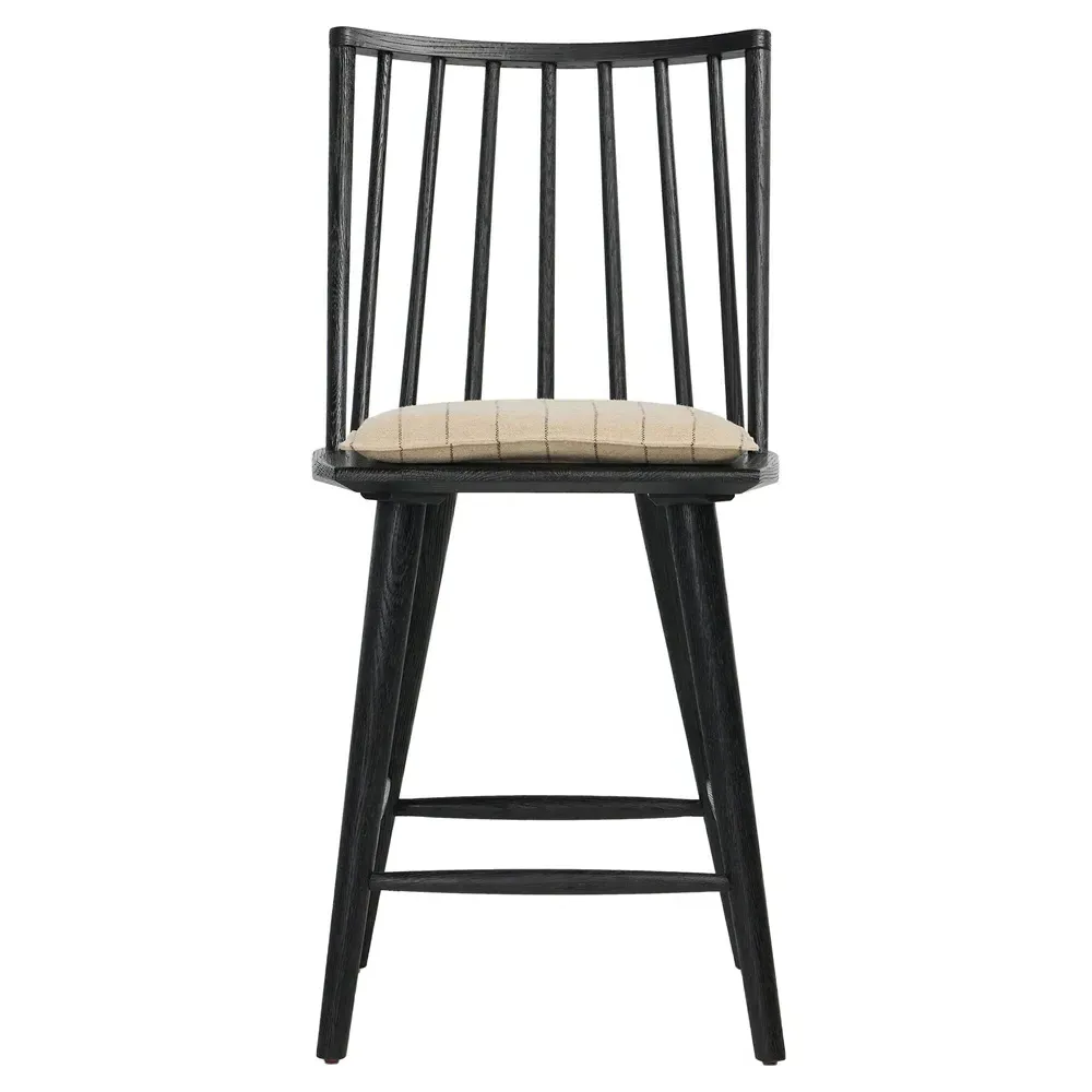 Lara Windsor Counter Stool - Black, Beige Striped