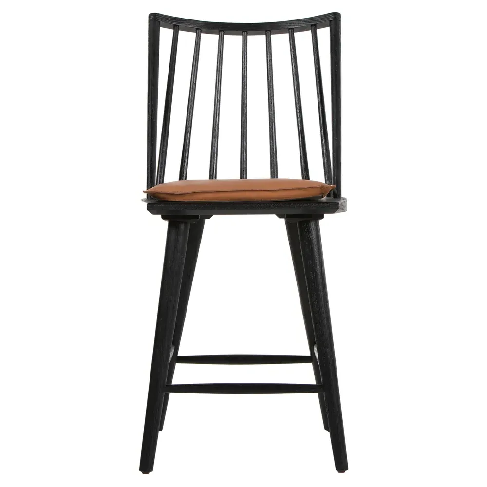 Lara Windsor Counter Stool - Black, Brown Leather