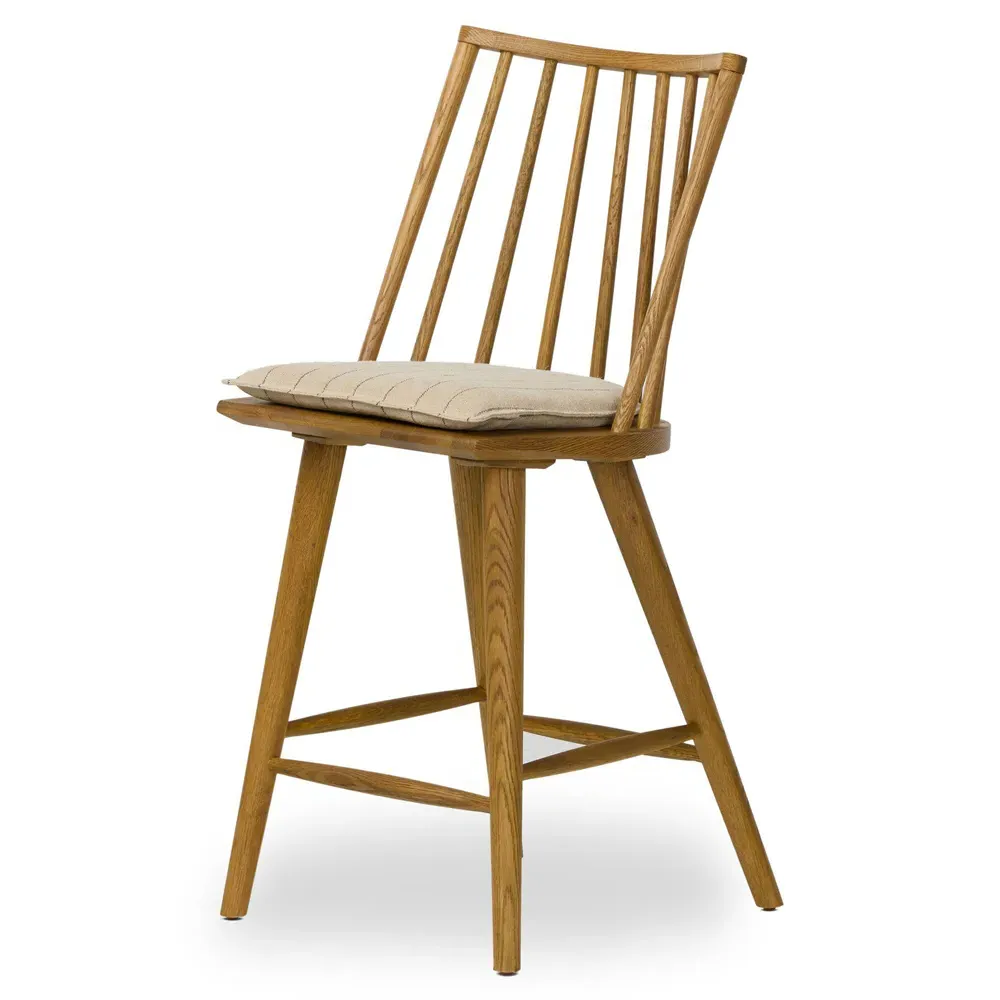 Lara Windsor Counter Stool with Cushion - Beige, Oak