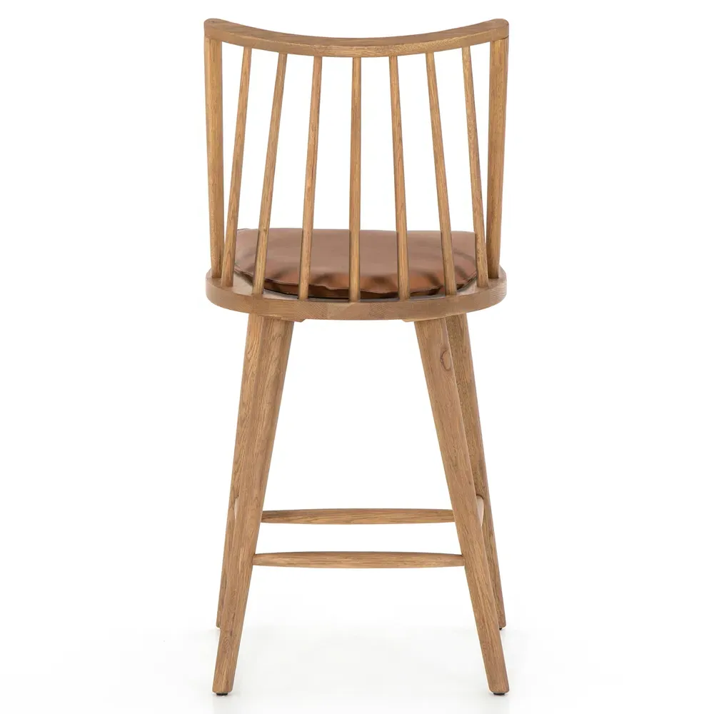 Lara Windsor Counter Stool with Cushion - Brown, Leather