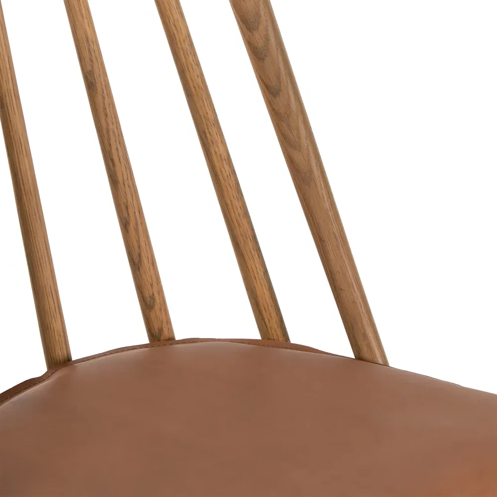 Lara Windsor Counter Stool with Cushion - Brown, Leather