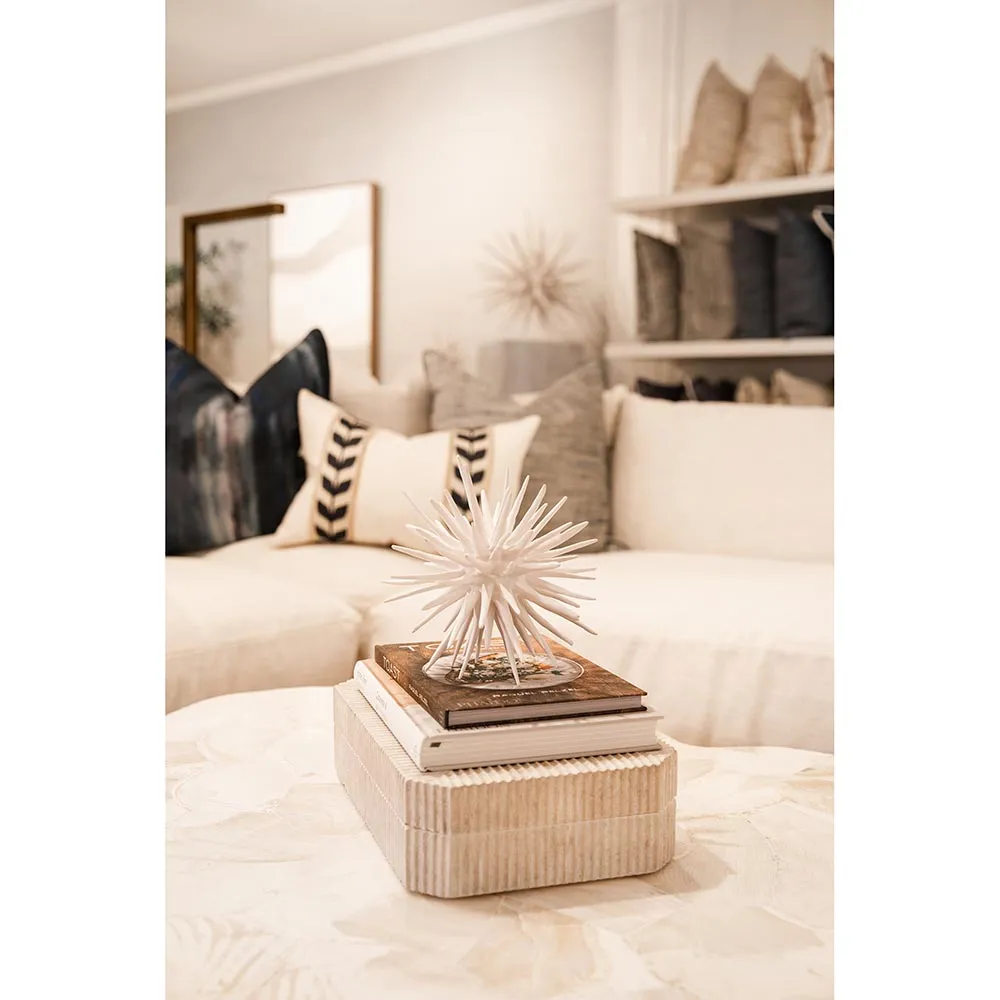 Large Sea Urchin Sculpture - Frost White, Resin