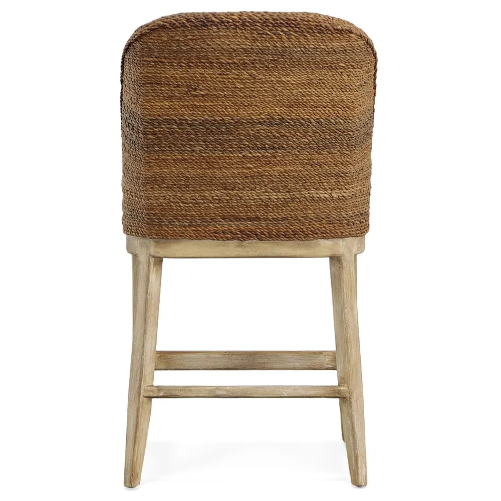 Larissa Counter Stool with Woven Rope Back - Cream, Oak