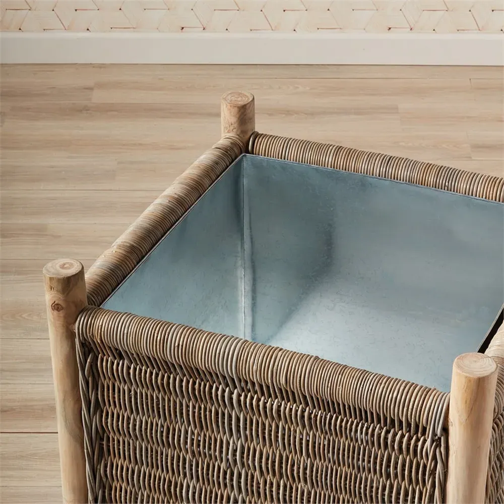 Larry Large Square Planter - Brown, Rattan