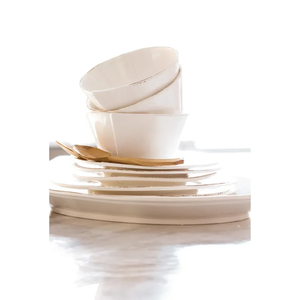 Lastra Coastal Round Serving Bowl - White, Melamine