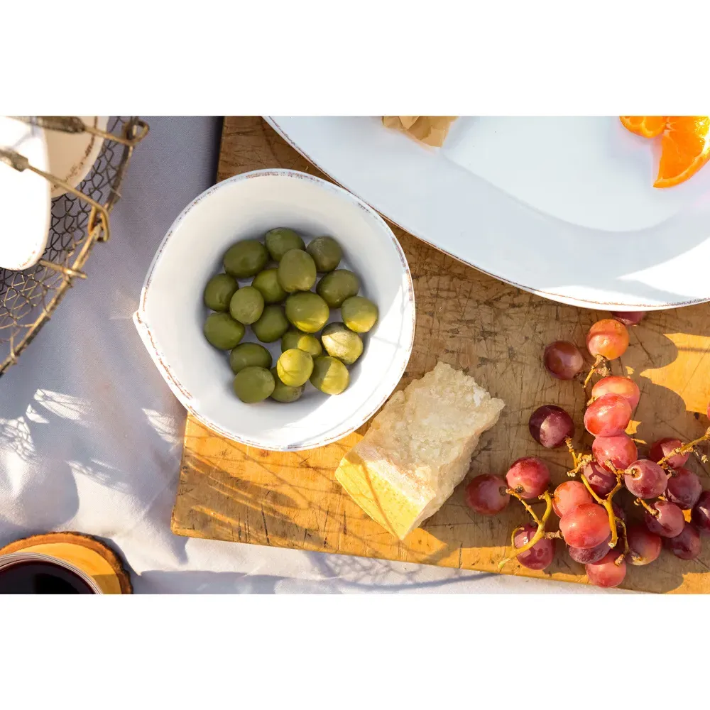 Lastra Coastal Round Serving Bowl - White, Melamine