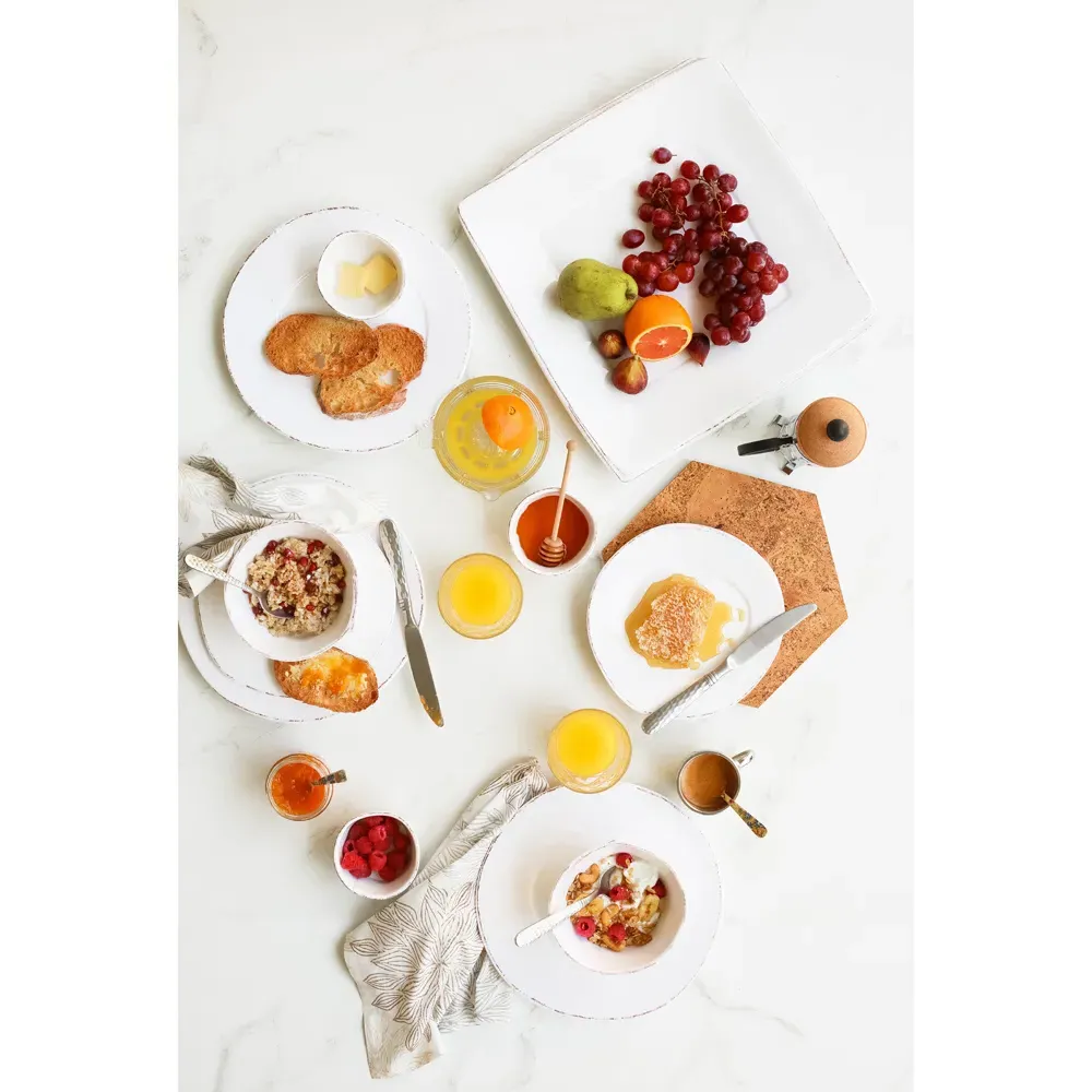 Lastra Coastal Round Serving Bowl - White, Melamine