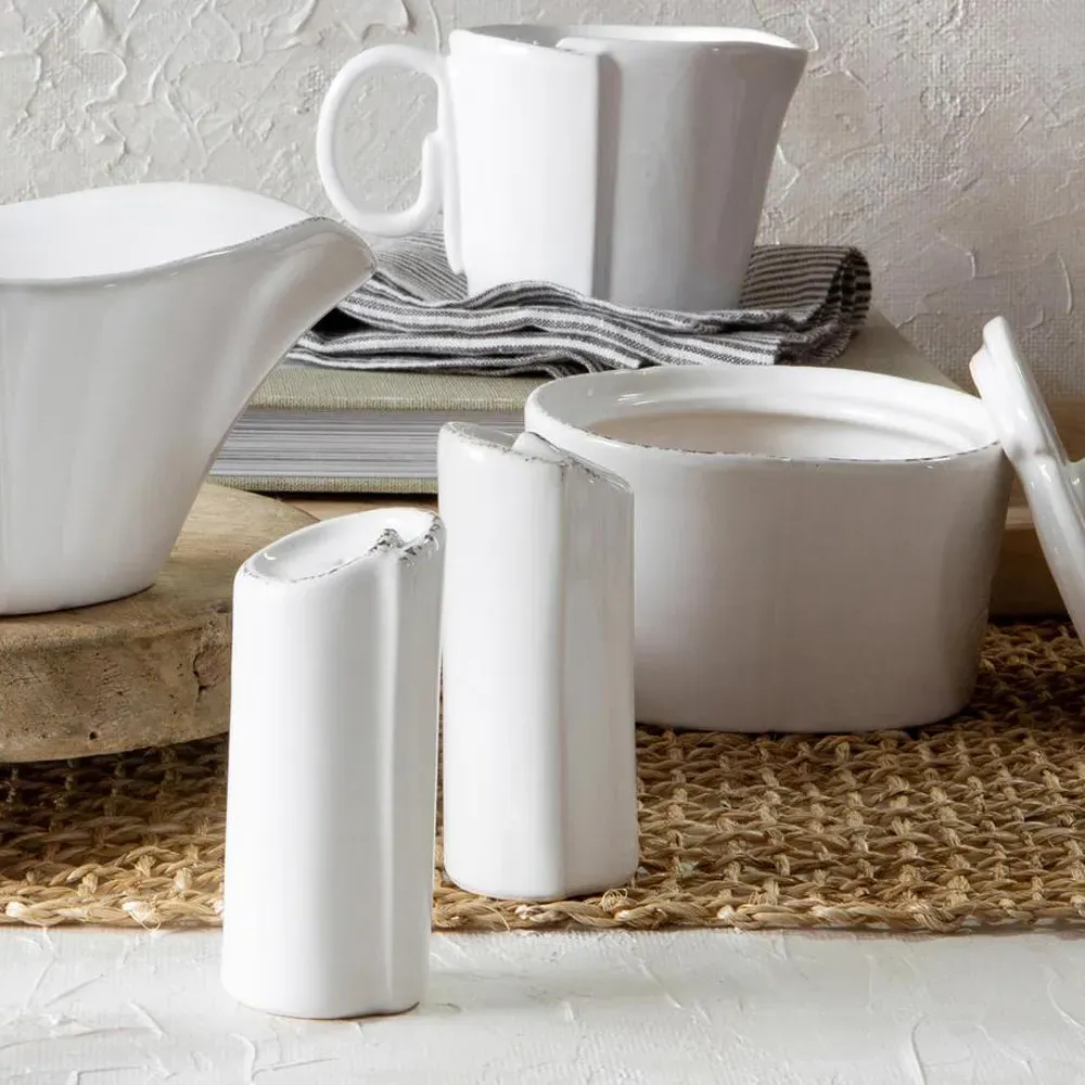 Lastra Salt and Pepper Shakers - White, Stoneware