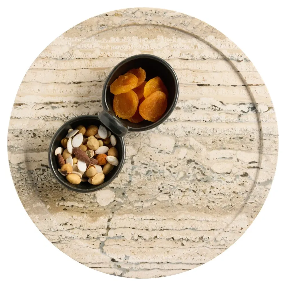 Laura 14-Inch Lazy Susan - Silver, Travertine