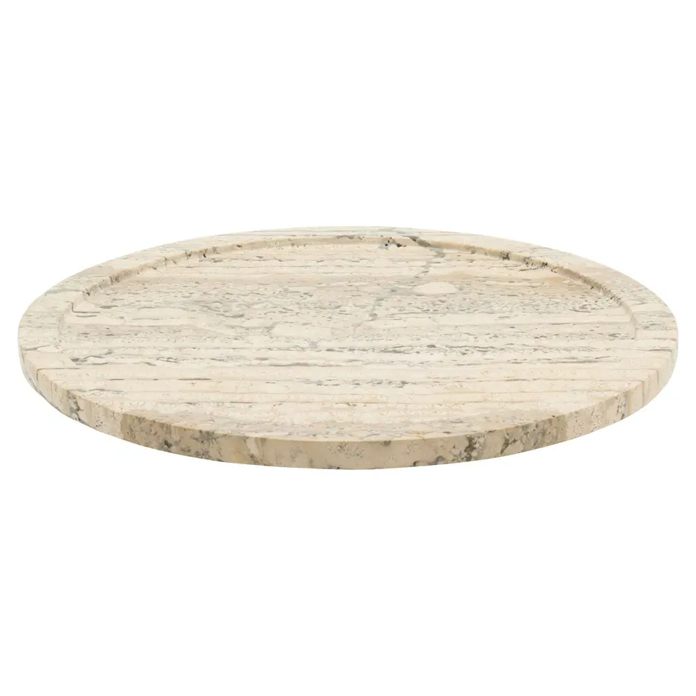 Laura 14-Inch Lazy Susan - Silver, Travertine image