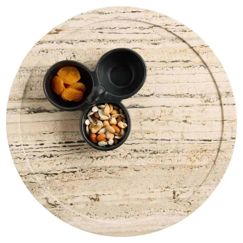 Laura 18-Inch Lazy Susan - Silver, Travertine