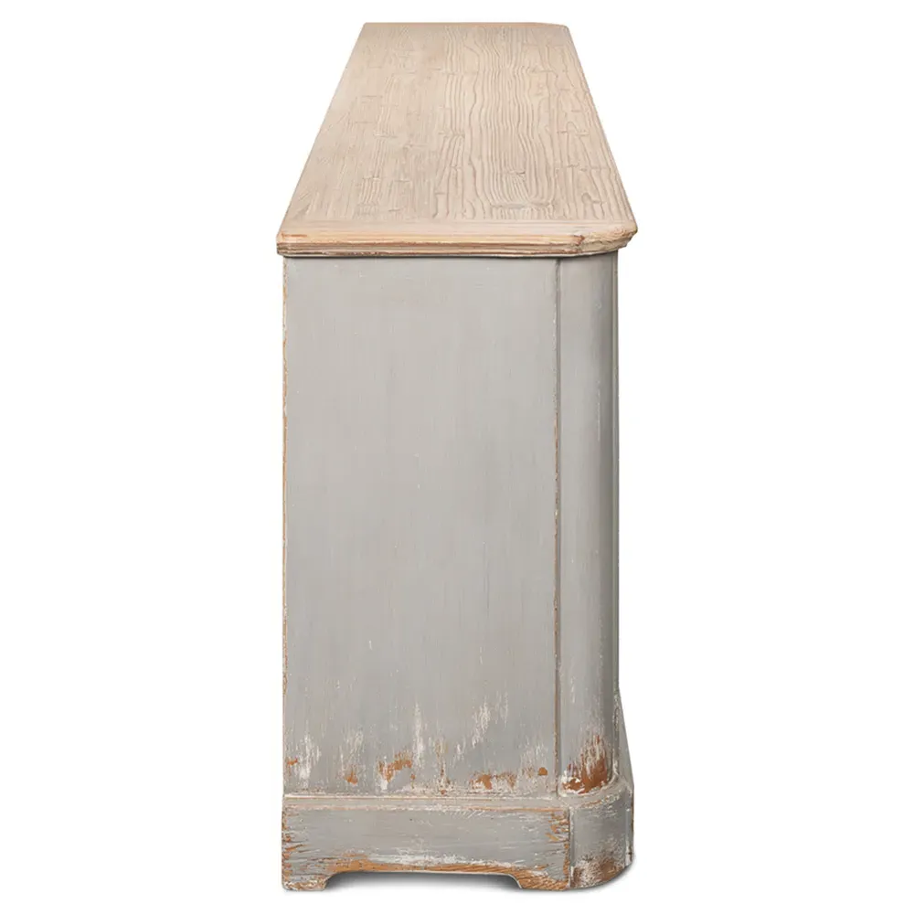 Laura Distressed Wood Sideboard - Grey
