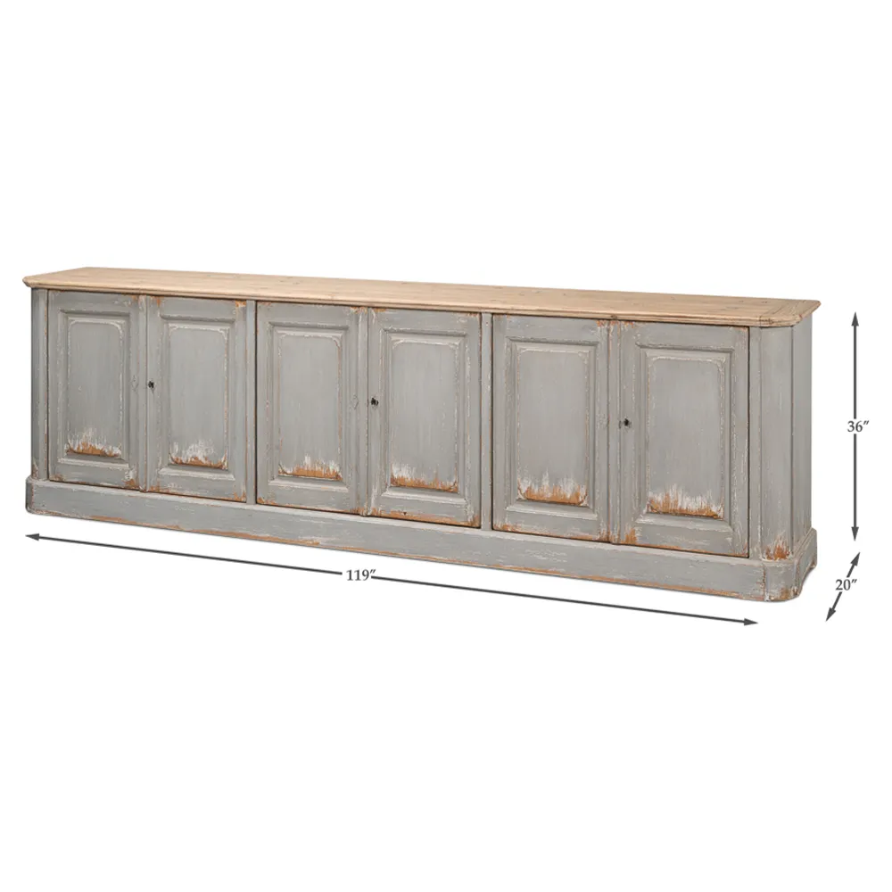 Laura Distressed Wood Sideboard - Grey