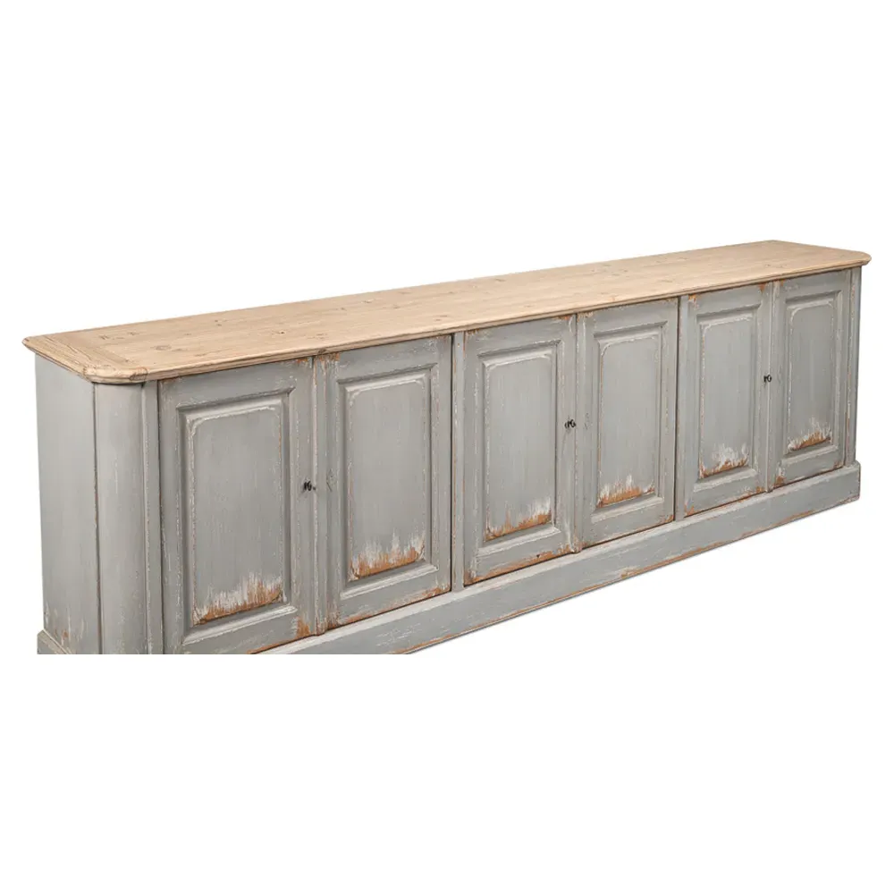 Laura Distressed Wood Sideboard - Grey