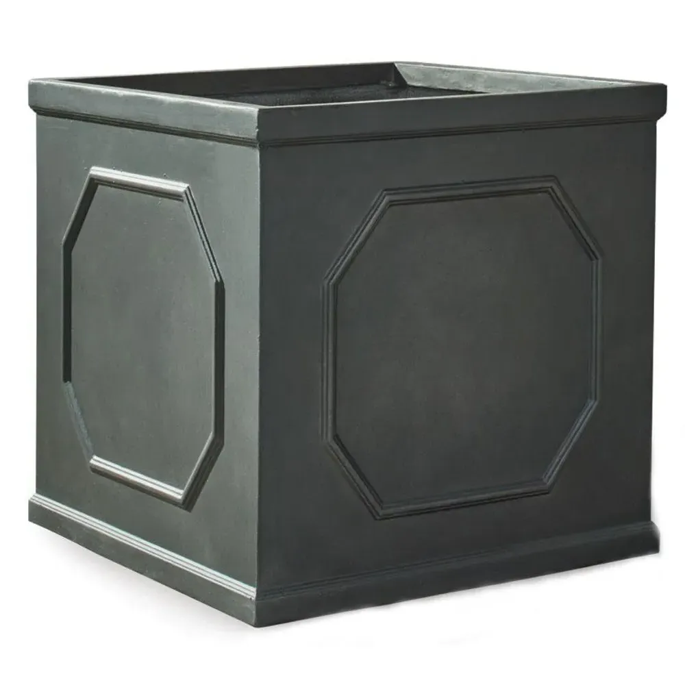 Laura French Country Large Planter - Grey, Fiberclay