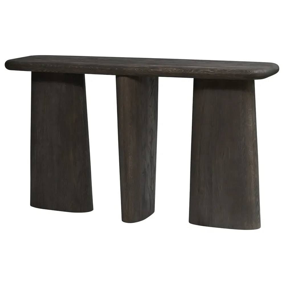 Laura Round Edge Console Table - Black, Oak