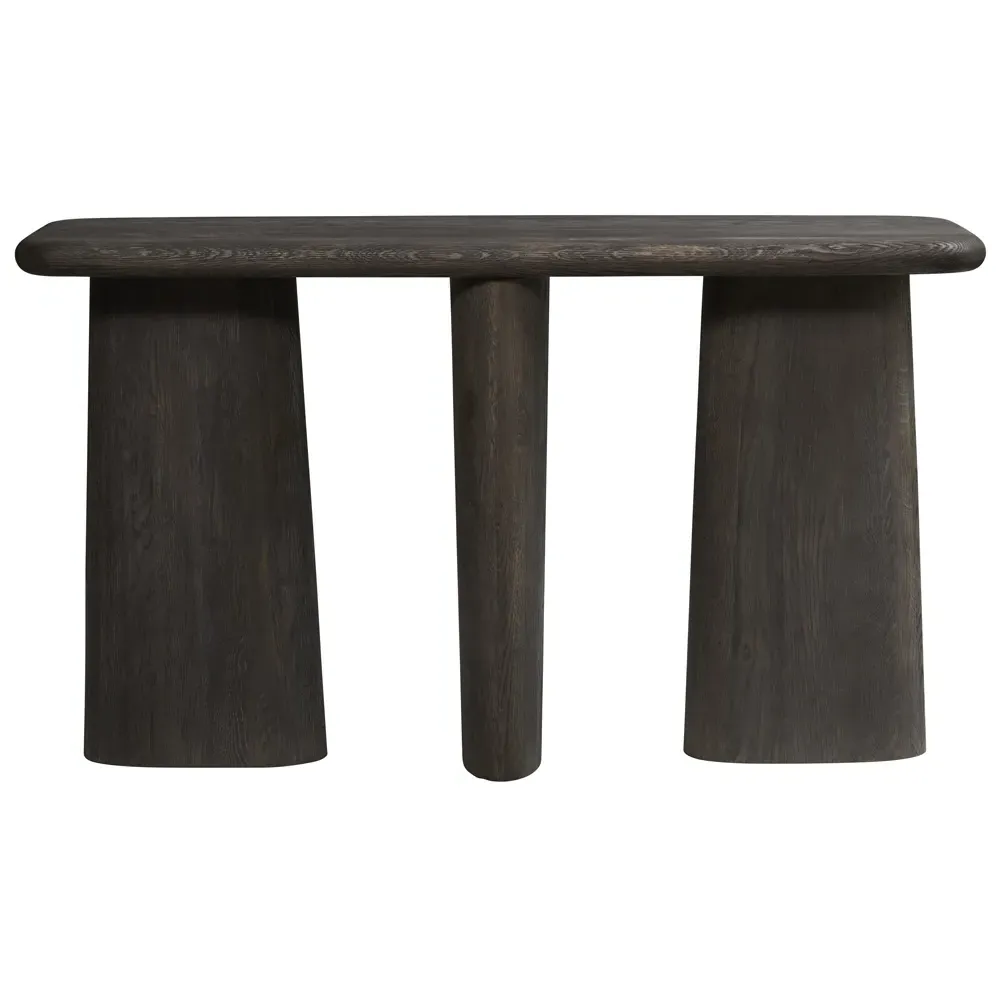 Laura Round Edge Console Table - Black, Oak