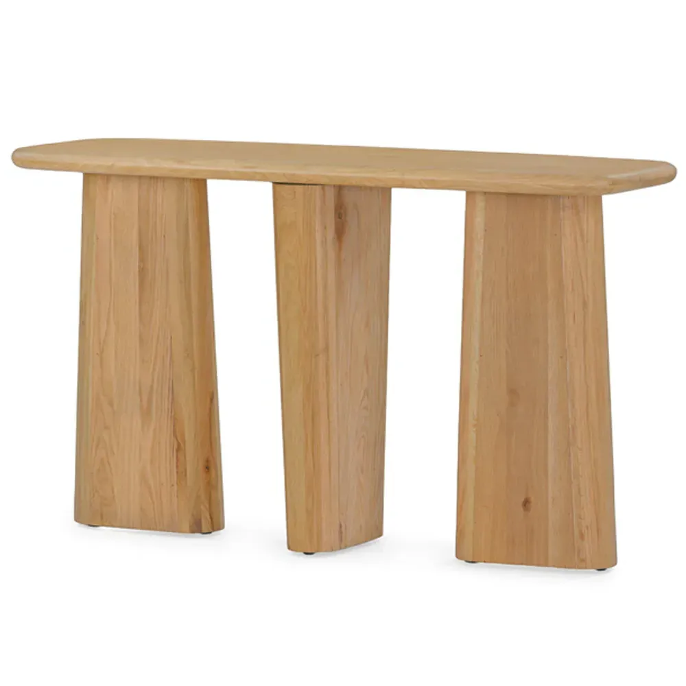 Laura Round Edge Console Table - Brown, Oak