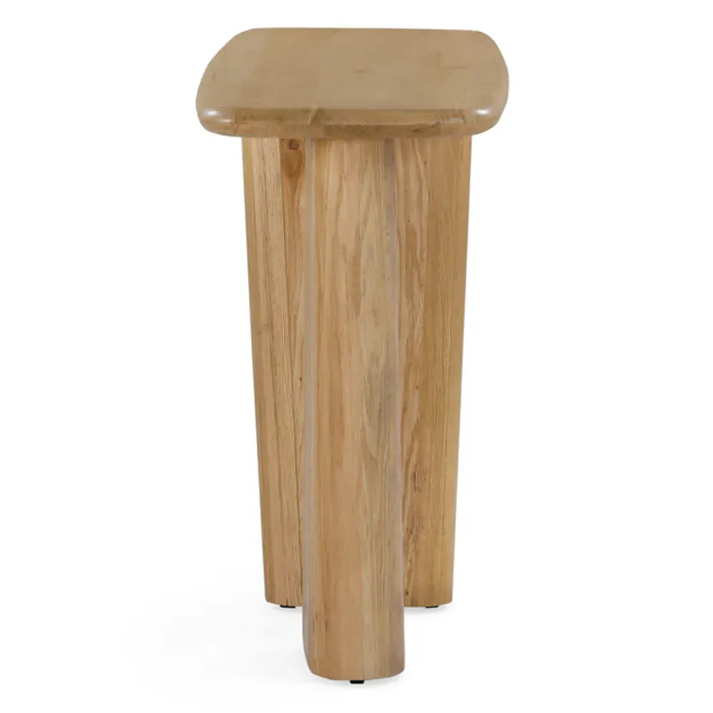 Laura Round Edge Console Table - Brown, Oak