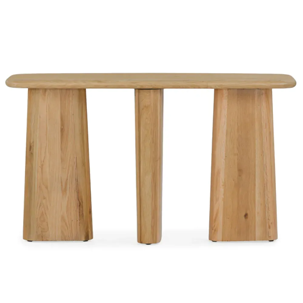Laura Round Edge Console Table - Brown, Oak