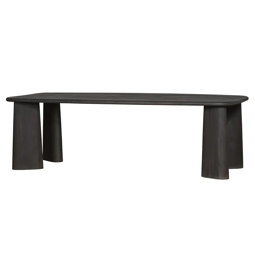 Laura Round Edge Dining Table - Black, Oak