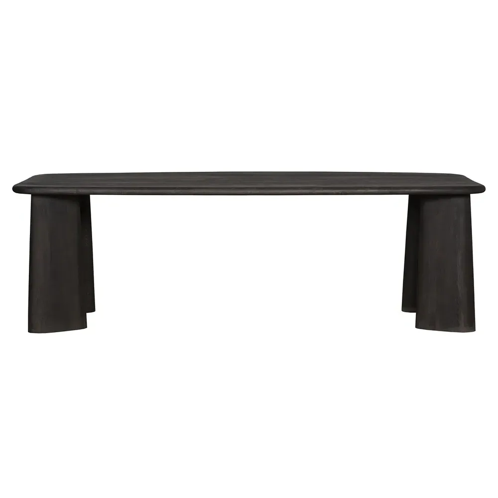Laura Round Edge Dining Table - Black, Oak