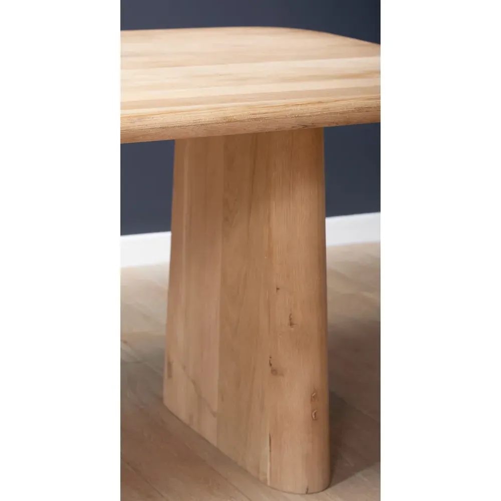 Laura Round Edge Double Pedestal Dining Table - Brown, Oak
