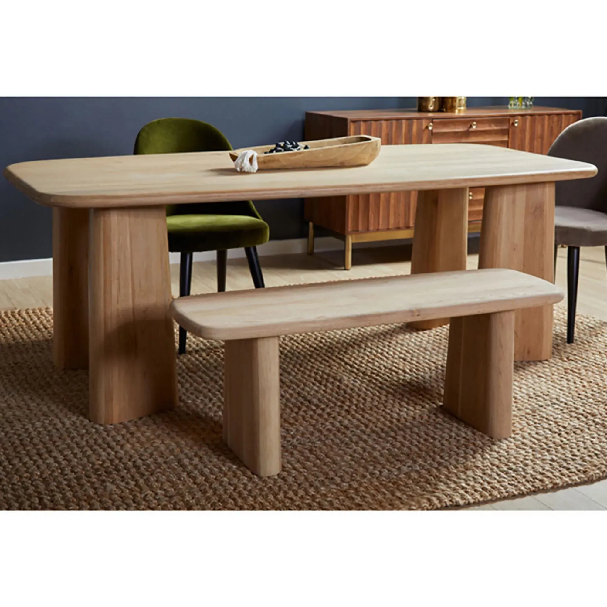 Laura Round Edge Entryway Bench - Brown, Oak