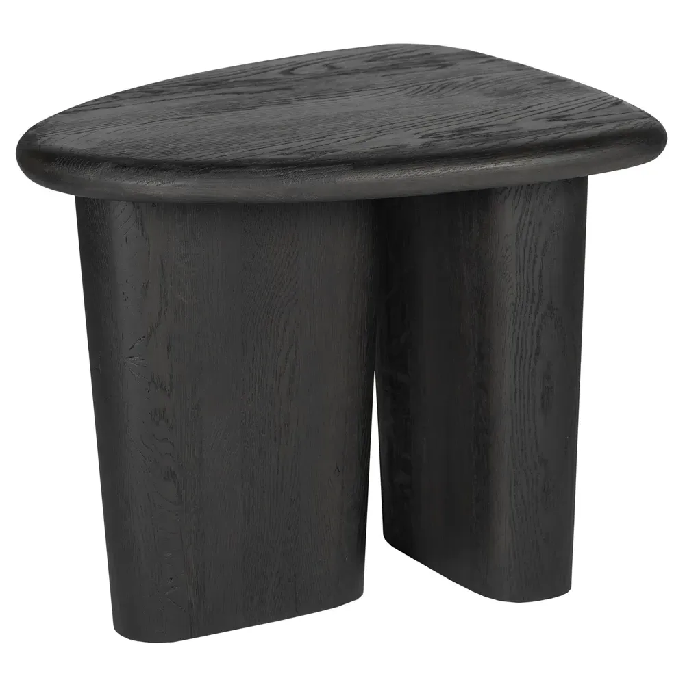 Laura Round Edge Side Table - Black, Oak