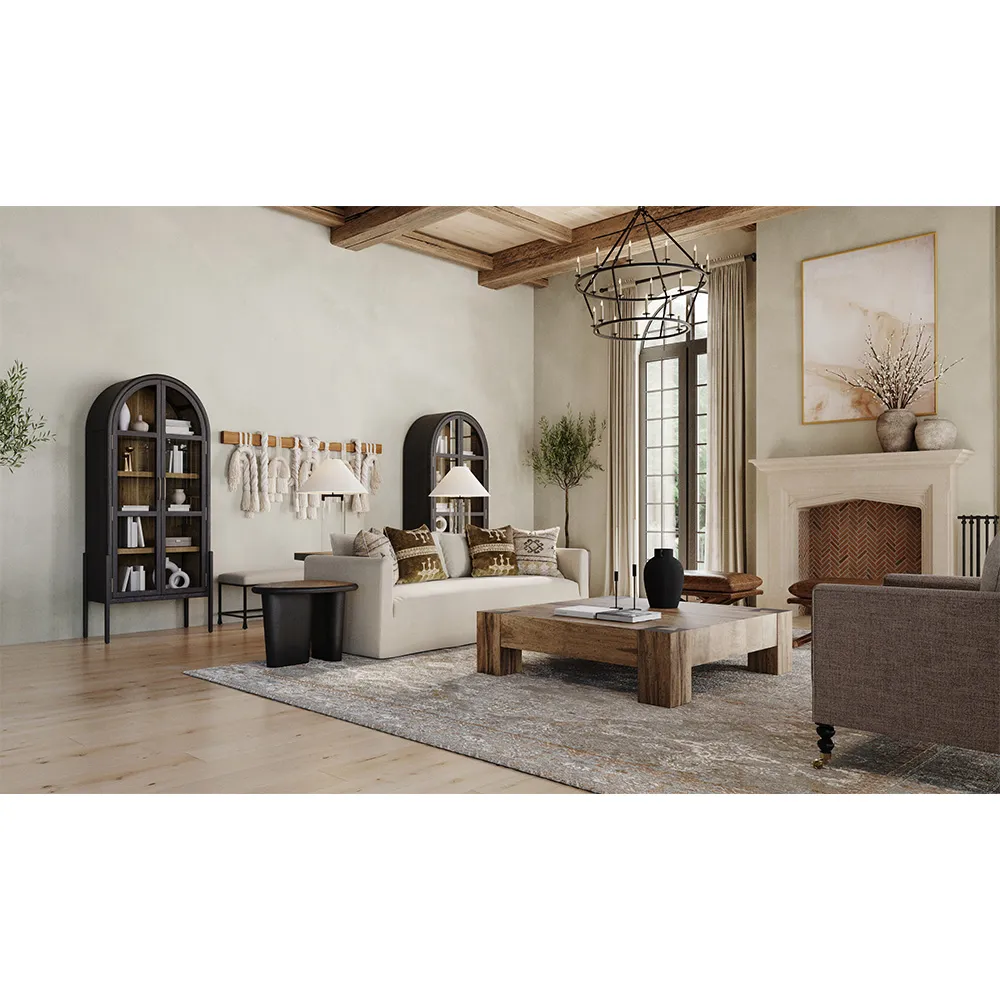 Laura Round Edge Side Table - Black, Oak