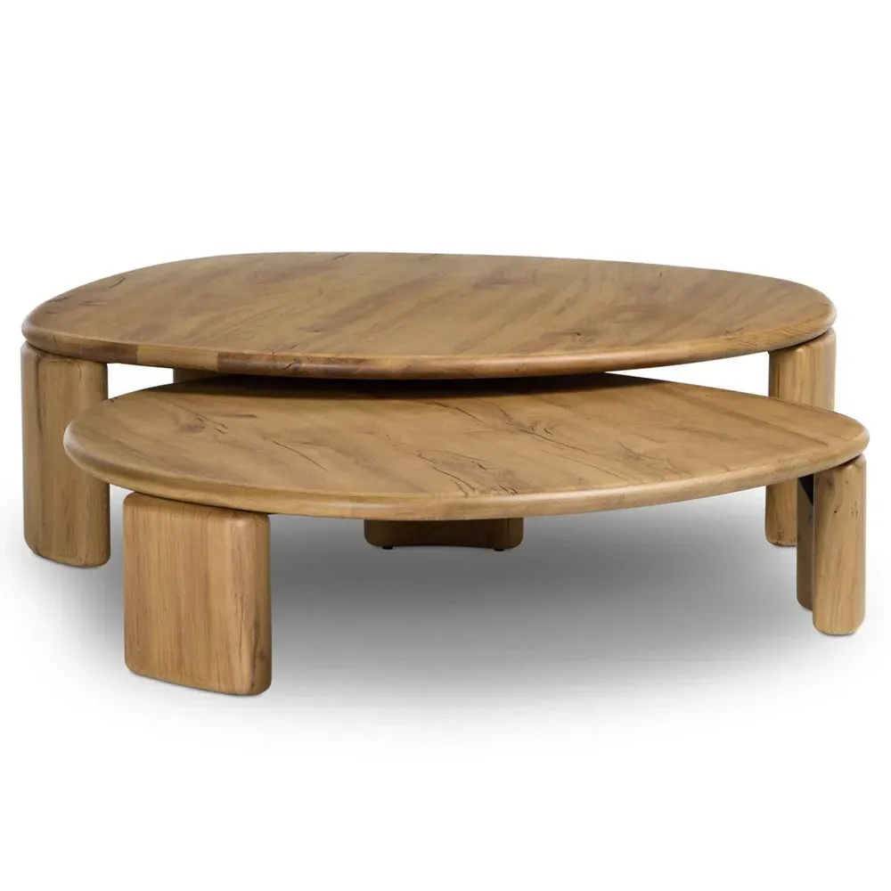 Laura Round Nesting Tables - Natural, Reclaimed Oak