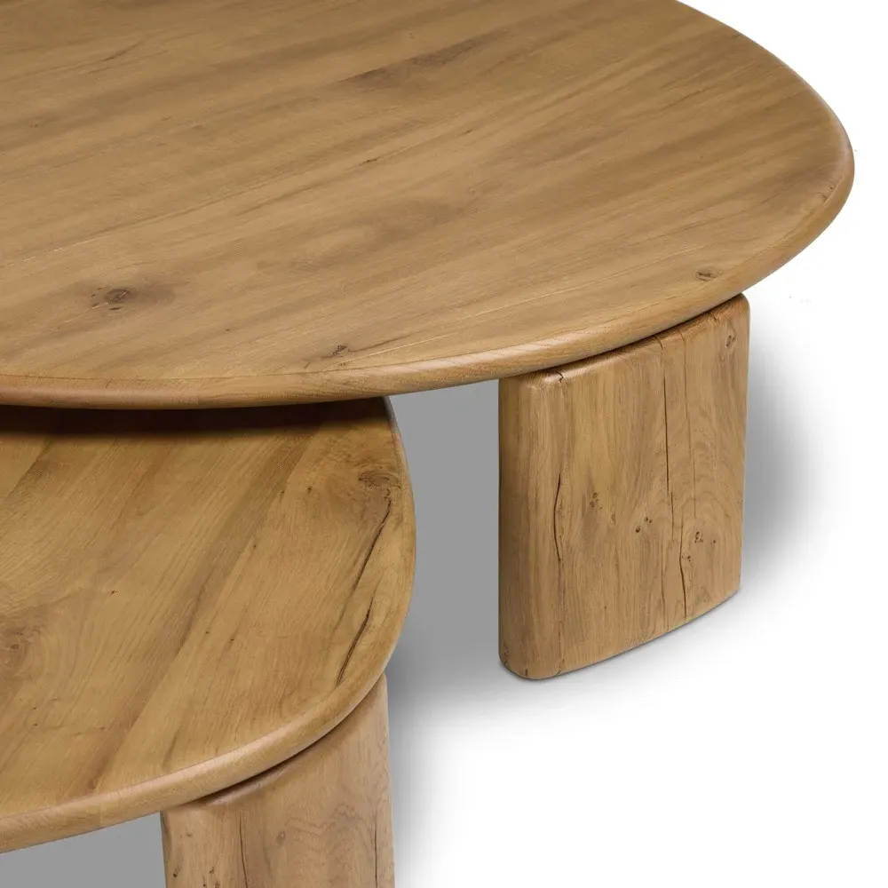 Laura Round Nesting Tables - Natural, Reclaimed Oak