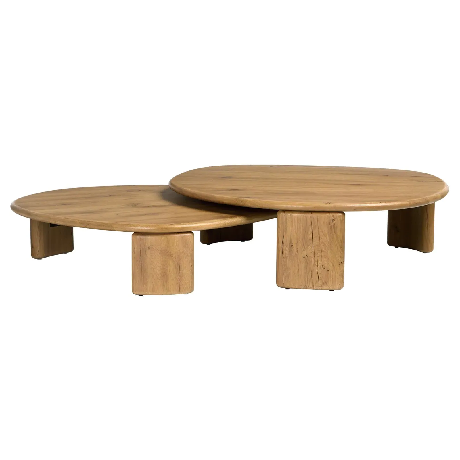 Laura Round Nesting Tables - Natural, Reclaimed Oak