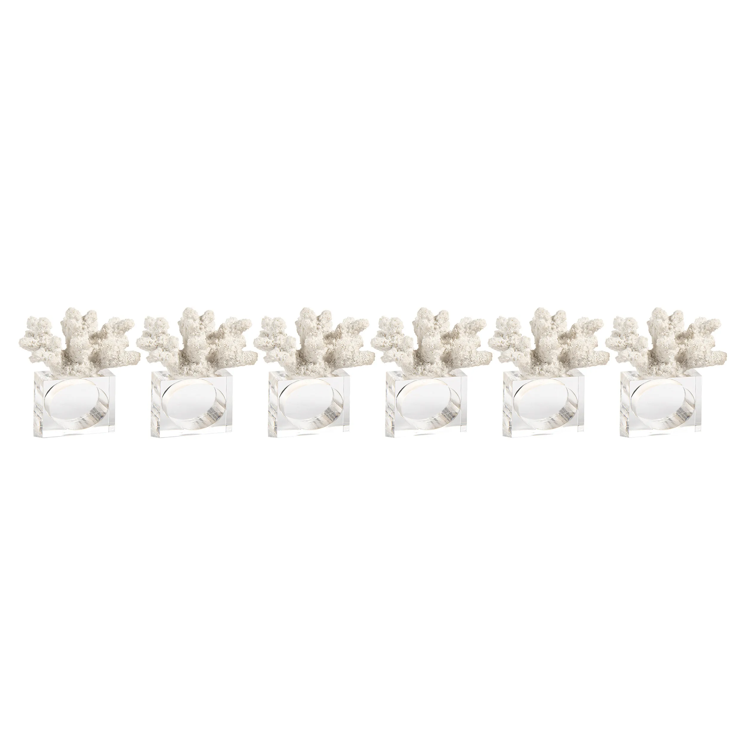 Lauren Napkin Rings with Coral Detail - Clear, Polyresin image