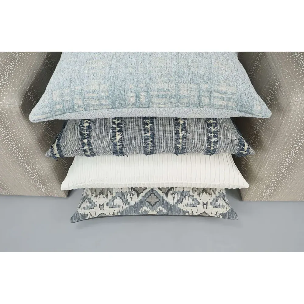 Laurene 22x22 Throw Pillow with Fringe - Blue, Polyester