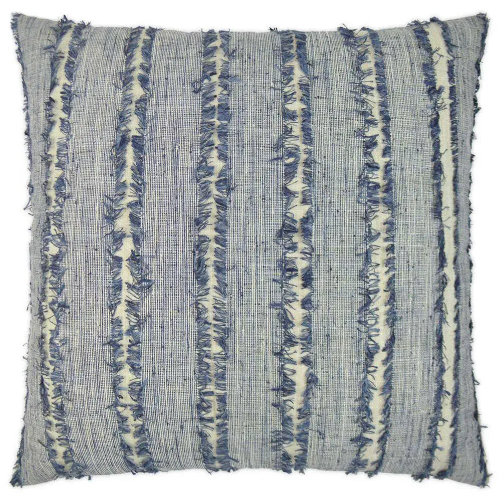 Laurene 22x22 Throw Pillow with Fringe - Blue, Polyester image