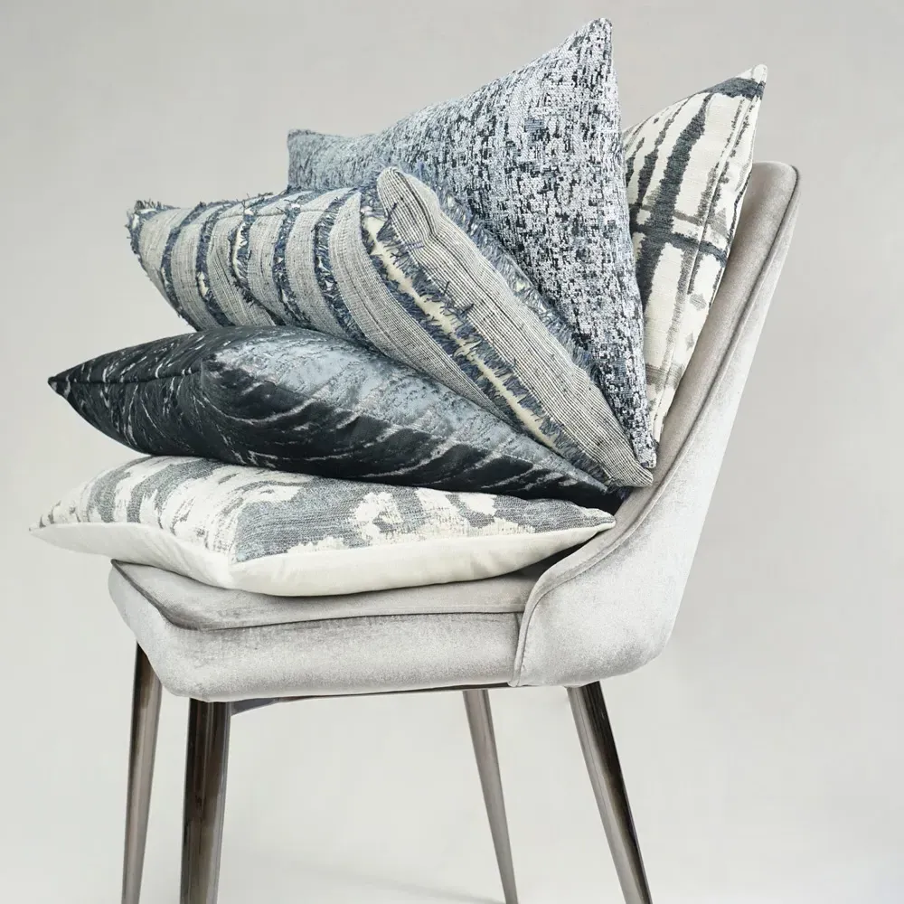 Laurene 24x24 Throw Pillow with Fringe - Blue, Polyester