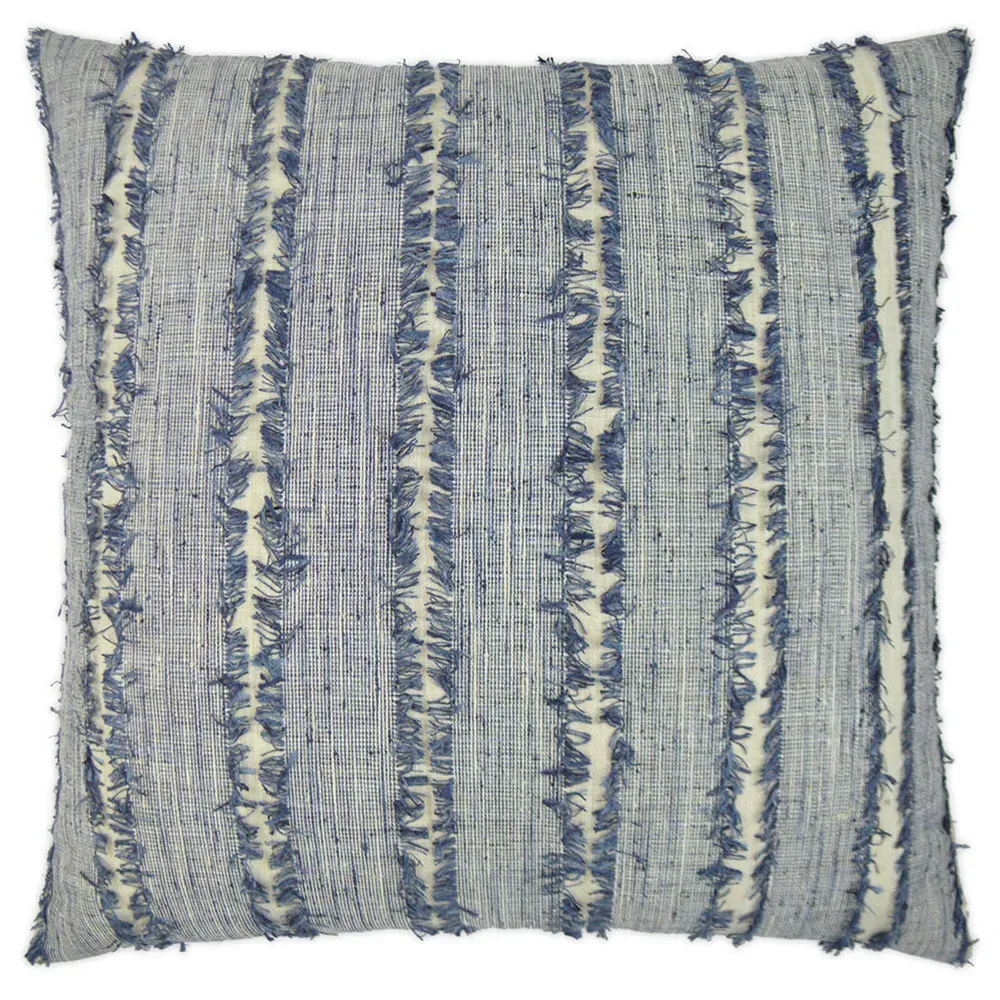 Laurene 24x24 Throw Pillow with Fringe - Blue, Polyester