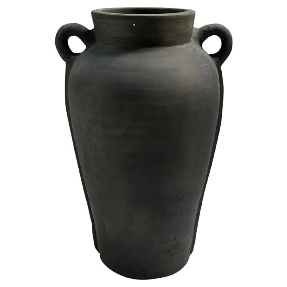 Laurent Handle Outdoor Table Vase - Black, Terracotta