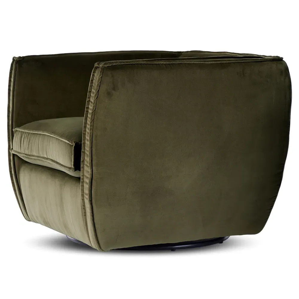 Laurice Swivel Barrel Chair - Green, Cotton Blend