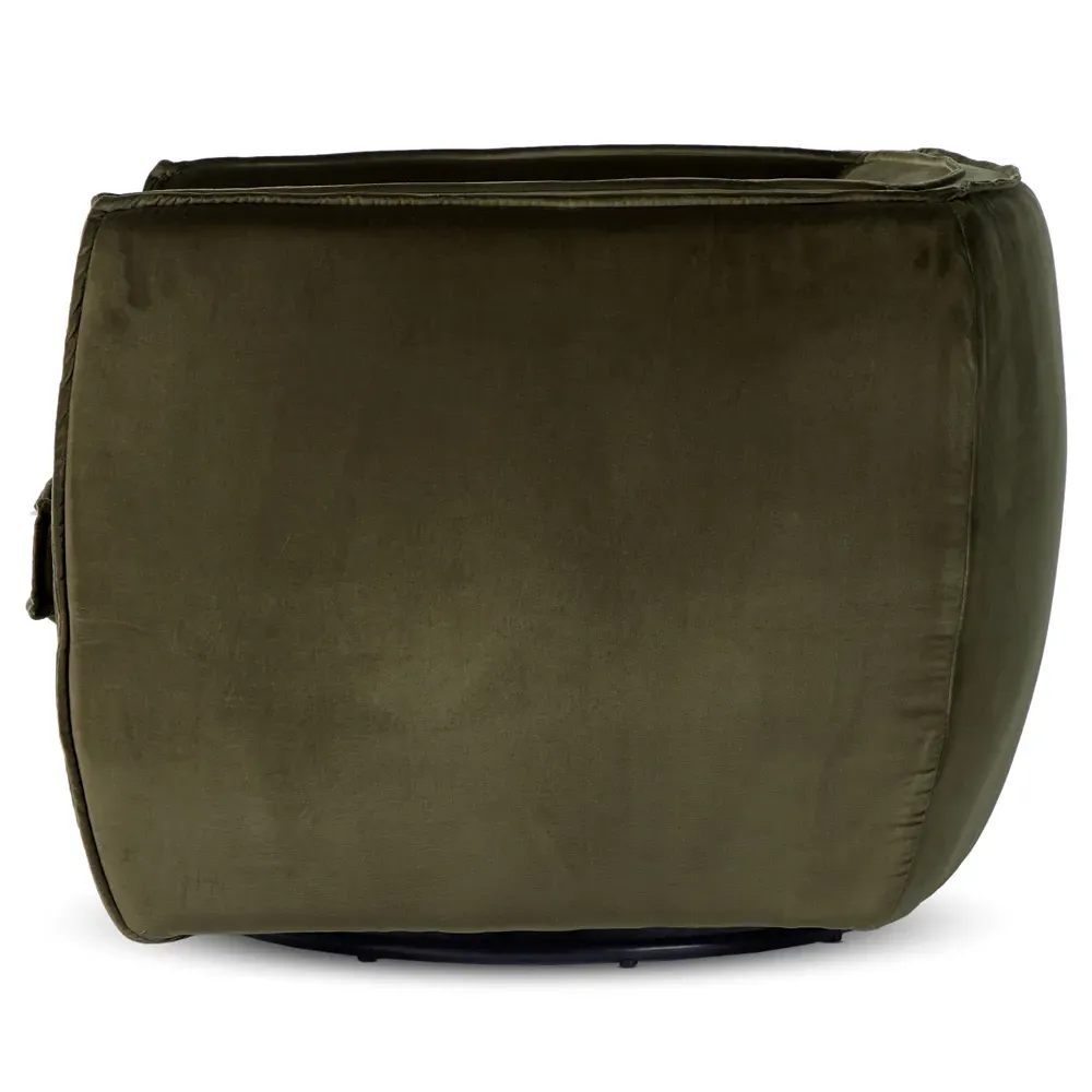 Laurice Swivel Barrel Chair - Green, Cotton Blend