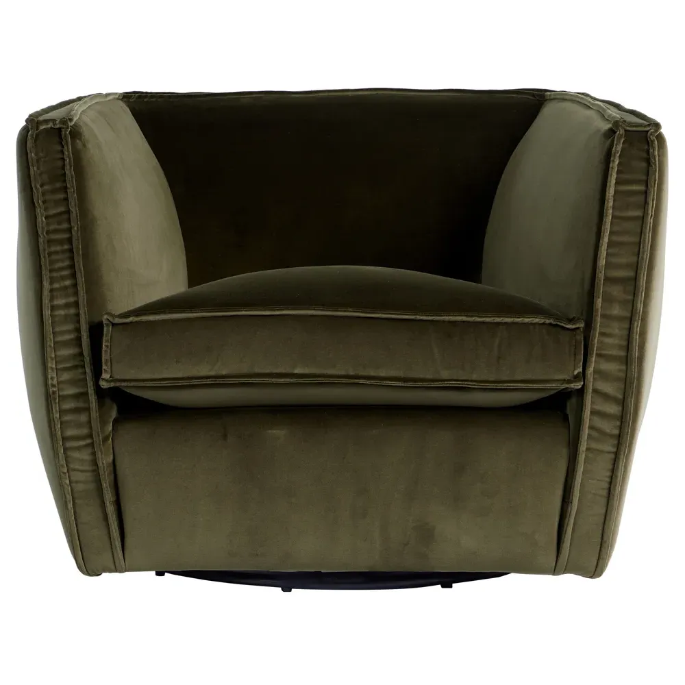 Laurice Swivel Barrel Chair - Green, Cotton Blend image