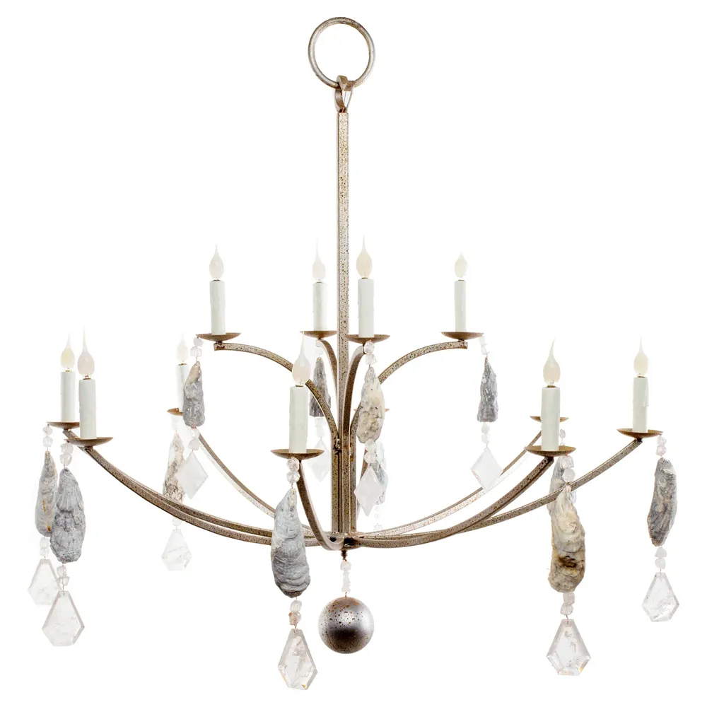 Laurie Shell Crystal Chandelier - Antique Silver, Steel