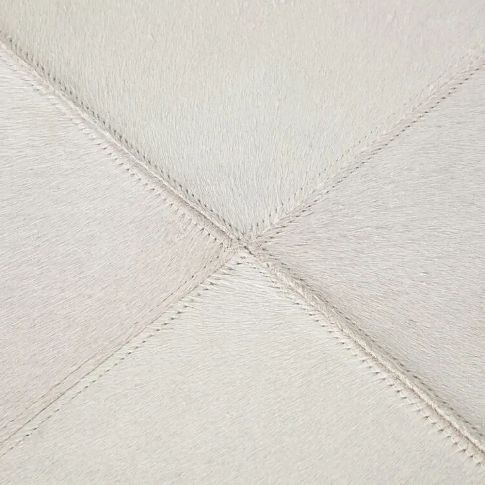 Laurie Upholstered Hair On Hide Iron Brass Frame Ottoman - White